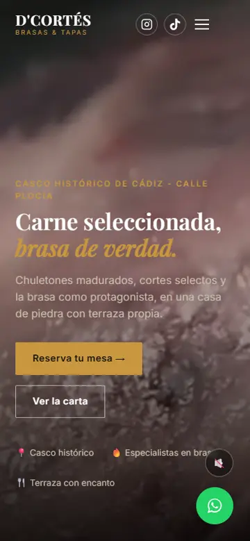 Web de D'Cortés en el móvil